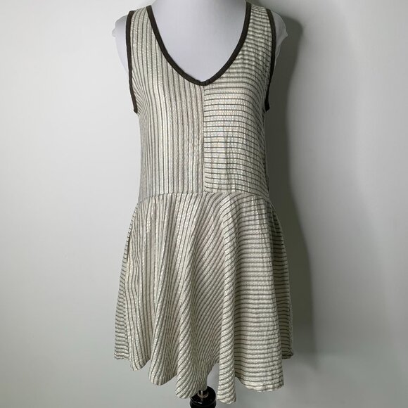 Ace & Jig Women's V Neck Sleeveless Cream Metallic Mini Dress Size Small - Picture 1 of 9
